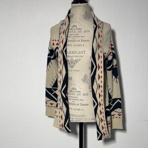 Buttons Cream and Navy Patterned Cardigan